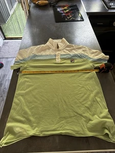 Retro Fila Polo Shirt Green Blue White Large 80s Casuals Vintage Bjorn Borg - Picture 1 of 5