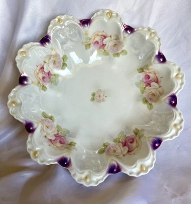 Vintage Bavaria Bowl 1044 Rosas 11 pulgadas x 3 pulgadas Excelente Estado Usado Foto 1 de 4