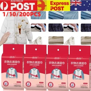 200PCS Clothing Stain Removal Wet Wipes, Individual Wrapped Cleaning Wipes - Picture 1 of 13