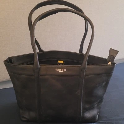 * Новый * Charlotte Lou London Kensington сумка с короткими ручками из черной кожи наплечная сумка - Изображение 1 из 4