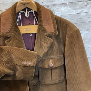Vintage Cortefiel Herren 40 Blazer Braun Cord Leder Ellenbogen Patch & Besatz Spanien - Bild 1 von 21