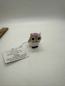 Bejeweled Enamel Owl Trinket Box Ring Holder Lavendar and Green - Picture 1 of 7