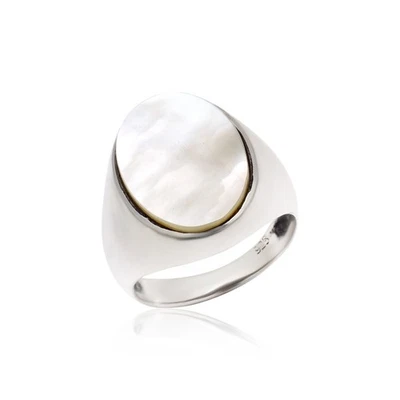 Anillo de plata de ley 925 con piedras preciosas de plata maciza para hombre piedra blanca única Foto 1 de 4