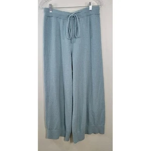 Free People Beach Pants Womens Large Wide Leg Blue Lounge Pants Cozy Beach Wear - Picture 1 of 8