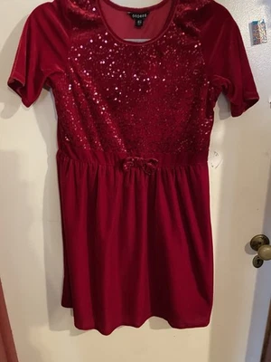 Vestido de Navidad George Holiday con lentejuelas rojas, niñas talla 14/16 elástico Foto 1 de 4