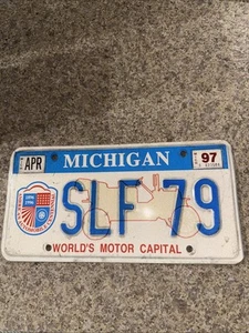 1997 Expired Michigan License Plate World's Motor Capital # SLF 79 EUC - Picture 1 of 2