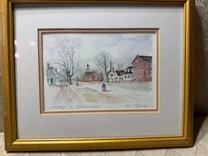 Ann Bigoney "Strolling In Williamsburg Virginia" Watercolor Painting - Framed - Picture 1 of 13