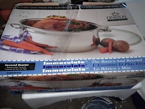 Oneida immaculate 18/10 heavy gauge SS 16" covered roaster NEW!