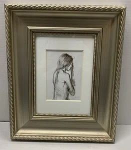 Nude Charcoal Sketch 7” x 4.5” Signed Lithograph in Frame 17”x13.5”x2” - Picture 1 of 8