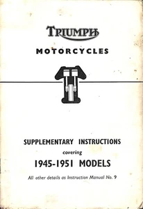 TRIUMPH ~ Supplementary Instructions to Manual No 9 ~ 1945-1951 Models ~ 1953 - Imagen 1 de 5