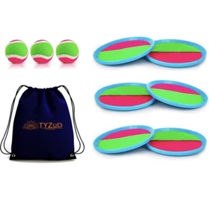 Toss and Catch Ball Set with 6 Paddles 3 Balls, Outdoor Games for Kids - Picture 1 of 2