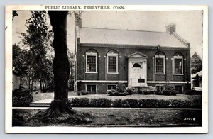 Postkarte Öffentliche Bibliothek, Kleinstadt, Terryville, Connecticut, Außenfront - Bild 1 von 2