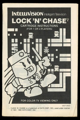 Lock 'N' Chase (Mattel Intellivision) *INSTRUCTION MANUAL ONLY* - Image 1 of 2
