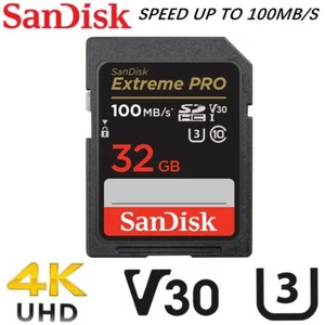 Sandisk Extreme PRO SD 32GB SDHC Memory Card DSLR 4K UHD Video Camera 100MB/s - Picture 1 of 5
