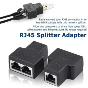 2 Port RJ45 Splitter Adapter LAN Network Ethernet CableS BEST Plug Hot Neu - Picture 1 of 12