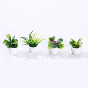 4 Stück Maßstab 1:12 Puppenhaus Miniatur Topfpflanzen Bonsai Gartenbau Zubehör - Bild 1 von 9
