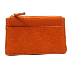 Kartenetui oder Münzen 3x5" Reißverschluss oben Leder GiGi New York Orange - Bild 1 von 12
