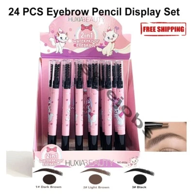 24 PCS Wholesale Bulk Display 2 in 1 Waterproof Eyebrow Pencil Set - Image 1 of 3