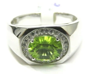R6423S 1.5ct. Peridot Oval Ring Man's Sterling Silver - Picture 1 of 1