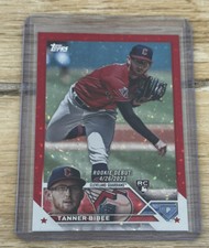 2023 Topps Update Series RED Foil Rookie Card #US107 Tanner Bibee RC /199