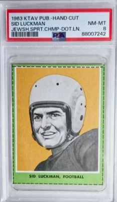 1963 KTAV Jewish Sports Champions Sid Luckman Football Card PSA 8 NM-MT Bears - Image 1 of 2