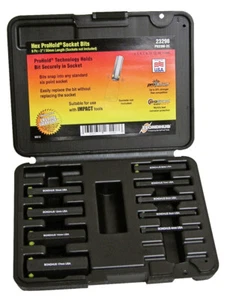 4-17mm 9pc Hex Bit Set 2" Long with ProHold® Buttons & Case Bondhus USA #23298 - Picture 1 of 2
