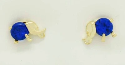 PENDIENTES ORIGINALES 0,74 Cts AZUL ZAFIRO ELEFANTE ORO 14K - Nuevos Con Etiqueta Foto 1 de 3