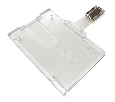 Crocodile ID Badge Clip & Badge Buddy Horizontal or Vertical ID Holds Two Cards - Image 1 of 4