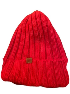 Unisex Beanie Bickley + Mitchel Red Ribbed Cable Knit Hat B+M Logo On Edge ๐ - Picture 1 of 4