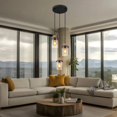 GLOBO Hängelampe Pendelleuchte Hängeleuchte Wohnzimmerlampe 3 flammig rauchfarben Glas