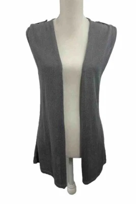 J. Jill Long Gray Sweater Vest Women’s Small Open Front Linen Bamboo Blend - Image 1 of 4