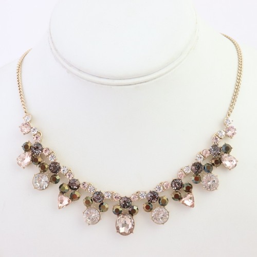 Collana Givenchy nuova con etichette glitter strass tono oro prezzo al dettaglio consigliato $ 98 rosa nero grigio trasparente