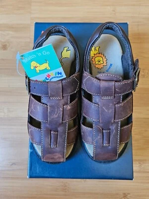 Stride Rite Vintage NIB Brown LEATHER Fisherman Sandals - Toddler/Little Boy 10M - Image 1 of 4