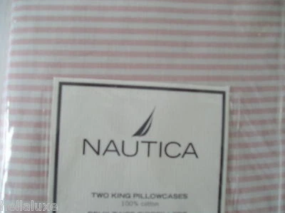 НАВОЛОЧКИ NAUTICA RaRe VinTage ДВА РАЗМЕРА KING ИЗ ПРЯЖИ ОКРАШЕННЫЕ CAMBRIDGE OXFORD В ПОЛОСКУ - Изображение 1 из 2
