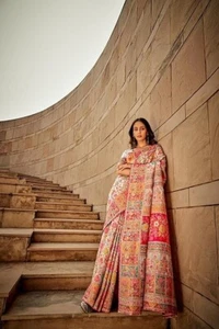 Indian Bollywood Style Saree with Unstitched Blouse Patola saree For Women - Picture 1 of 9
