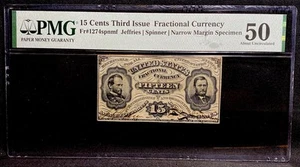 PMG 50 FR 1274 Fractional 1864 Signed Union Currency 15c Civil War Grant Sherman - Picture 1 of 5