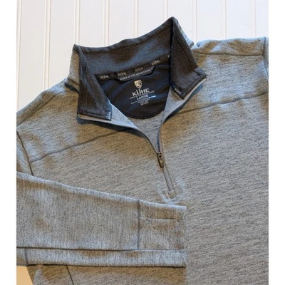 KUHL мужской большой серый выветренный 1/4 молнии пуловер свитер "Рожденный в горах" - Изображение 1 из 4