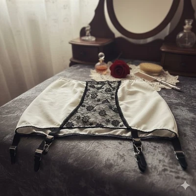 💋Nylon Dreams Strapsgürtel🖤💖Spitzen Lingerie XXL✨Retro Suspender Belt UK🌹 - Bild 1 von 4