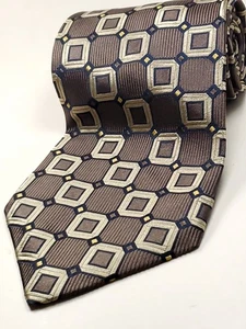 Cravatta uomo ALTEA vintage made in ITALY 100% seta marrone oro blu navy NUOVA - Foto 1 di 4