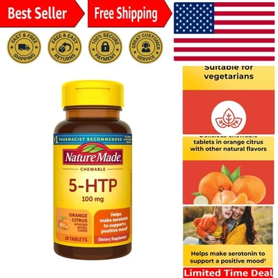 Tabletas masticables Delicious 5HTP 100 mg para mejorar el estado de ánimo natural - 30 días Foto 1 de 4