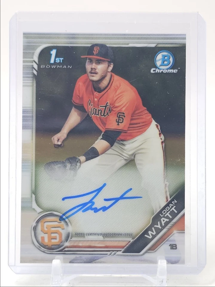 LOGAN WYATT 2019 BOWMAN CHROME DRAFT 1ST AUTOGRAPH GIANTS AUTO Q3882 - Image 1 of 2