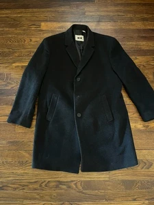 Joseph Abboud Coat Mens 44 Short Black  Wool 3 Button Dress Winter Outer - Picture 1 of 11