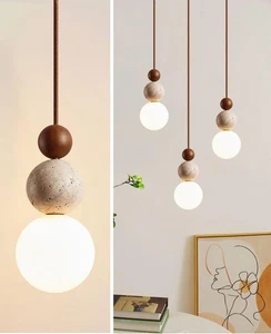 Lampada a sospensione in travertino giallo naturale, 10,6" H moderna Wabi Sabi Pendente Lig... - Foto 1 di 9