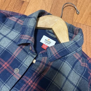 MARINE LAYER Plaid Layered Lining Button Down Shirt Gray Navy Red Men’s Medium - Picture 1 of 7