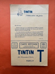 HERGE CARTE REPONSE TINTIN 1983 TTBE - Picture 1 of 2