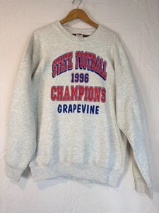 Vtg 90s Cotton Sweatshirt XL Gray Texas High School Football Champs Cotton NOS - Imagen 1 de 5