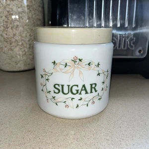Vintage CLP Milk Glass Jar Eternal Beau Floral Storage Container and Lid - Picture 1 of 6