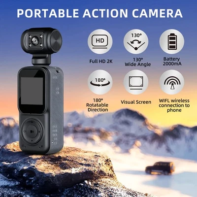 2K Camcorder Mini Polizei Body Kamera HD 180° Video DVR IR Sport Cam Nachtsicht - Bild 1 von 4