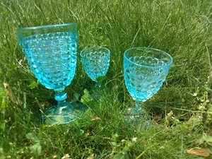 Thousand eye aqua drinkware group depression glass group with no flaws . - Picture 1 of 1
