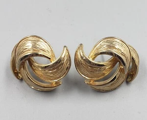 **Vtg 80er Givenchy Post Ohrringe Paris New York goldfarben Swirl abstrakt, LESEN** - Bild 1 von 5